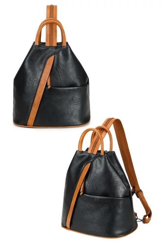 Plecak damski 2 w 1 na ramię, czarny, Bonluo, wykonany ze skóry PU, rozmiar 29*29*17 cm