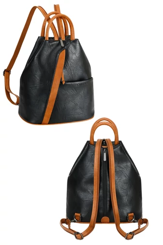 Plecak damski 2 w 1 na ramię, czarny, Bonluo, wykonany ze skóry PU, rozmiar 29*29*17 cm