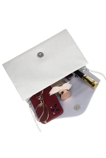 Elegancka torebka damska ze srebrnej skóry ekologicznej 13,5*22*5 cm