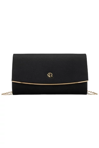  Elegancka torebka damska z czarnej skóry ekologicznej ze złotymi detalami 13*23*5 cm