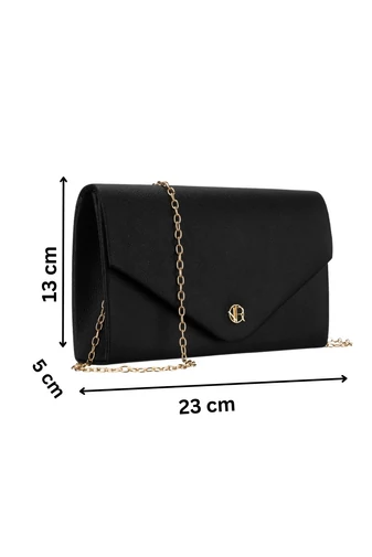  Elegancka torebka damska z czarnej skóry ekologicznej ze złotymi detalami 13*23*5 cm