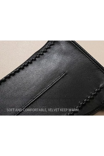  Eleganckie rękawiczki z prawdziwej skóry jagnięcej, brązowe, z pikowaniem i funkcją obsługi ekranu dotykowego, rozmiar M, 17*18,5 cm