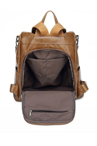  Elegancki i kompaktowy damski plecak z PU, wiele przegródek, brązowy, 29*33*16 cm