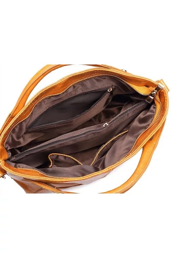 Damska torba na ramię z PU pokryta błyszczącym woskiem, brązowa, 25*32*14 cm