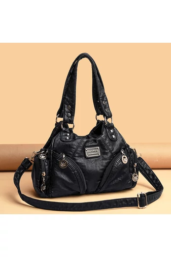  Czarna torebka z PU i torba na ramię z podwójnymi uchwytami i wieloma przegródkami 29*11*22 cm