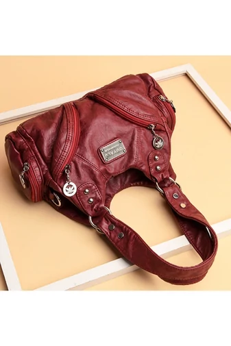  Czerwona torebka z PU i torba na ramię z podwójnymi uchwytami i wieloma przegródkami 29*11*22 cm