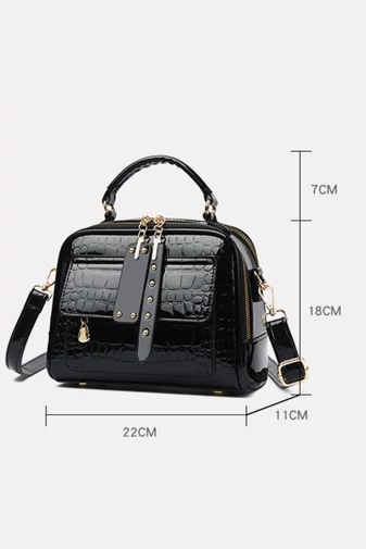  Czarna torba na ramię i do ręki z PU o eleganckim wzornictwie i wieloma przegródkami 22*11*18 cm