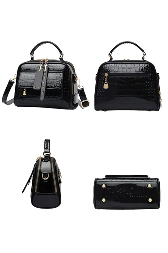  Czarna torba na ramię i do ręki z PU o eleganckim wzornictwie i wieloma przegródkami 22*11*18 cm