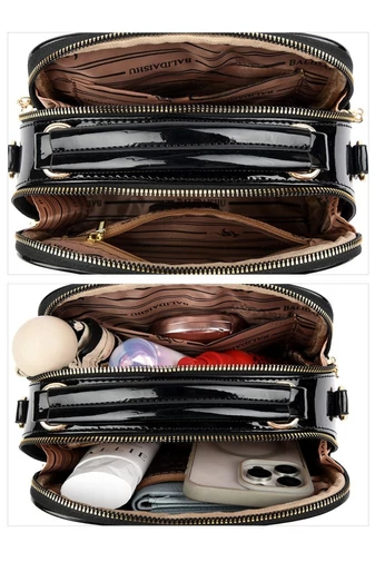  Czarna torba na ramię i do ręki z PU o eleganckim wzornictwie i wieloma przegródkami 22*11*18 cm