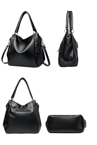  Elegancka czarna torebka z PU i torba na ramię z podwójnymi uchwytami i regulowanym paskiem 28*12*29 cm