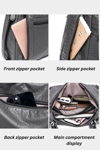  Torba na ramię 2 w 1, wielofunkcyjny, czarny plecak, wykonany z PU, z wieloma przegrodami, 32*12*32