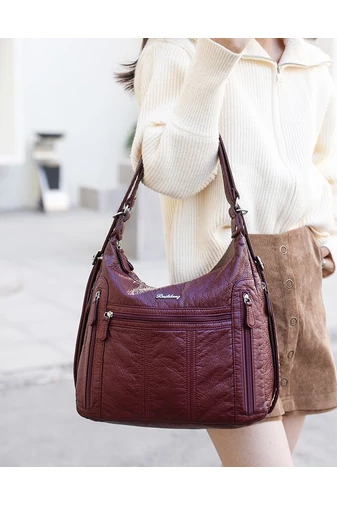  Torba na ramię 2 w 1, wielofunkcyjny, czarny plecak, wykonany z PU, z wieloma przegrodami, 32*12*32