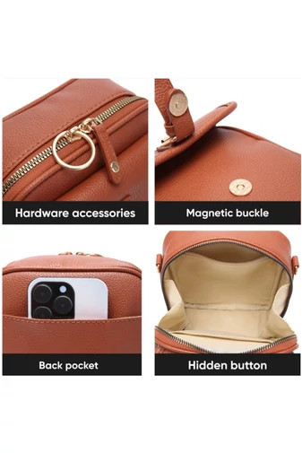  Ciemnoczerwona torba na ramię z PU o kompaktowej konstrukcji i praktycznych przegrodach 20*8*17 cm