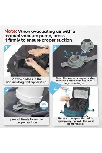 Plecak podróżny niebieski z poliestru z kompresją próżniową i funkcjonalnym designem, 45×30×20 cm