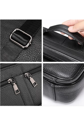  Czarna skórzana torba męska z wieloma przegródkami, 23*27*8 cm