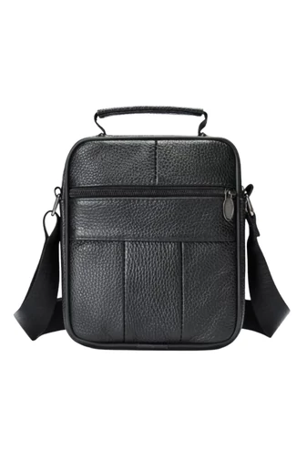  Czarna męska torba typu crossbody z prawdziwej skóry, model casualowy i elegancki, 20*17*8 cm