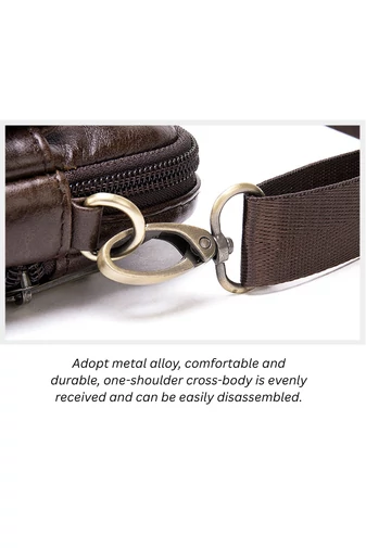 Męska brązowa torba typu crossbody z prawdziwej skóry z regulowanym paskiem 11*15*2,5 cm