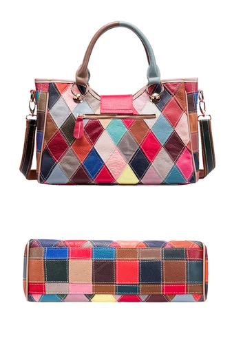  Wielokolorowa torba z prawdziwej skóry z odpinanym paskiem 23*35*12 cm