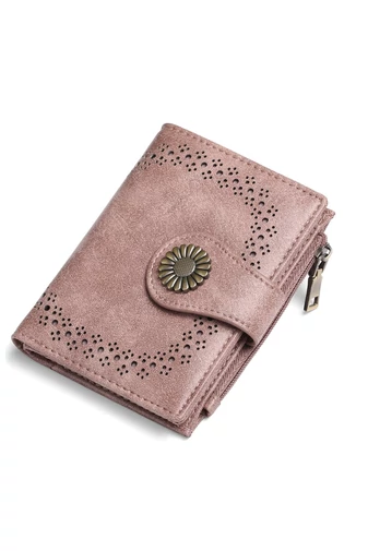  Kompaktowy turkusowo-zielony portfel z PU z ochroną RFID i eleganckim kwiatowym wzorem 12*3*9 cm