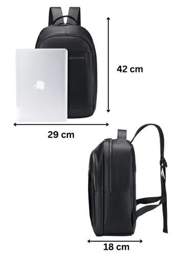  Czarny skórzany plecak na laptopa o eleganckim designie 42*29*18 cm