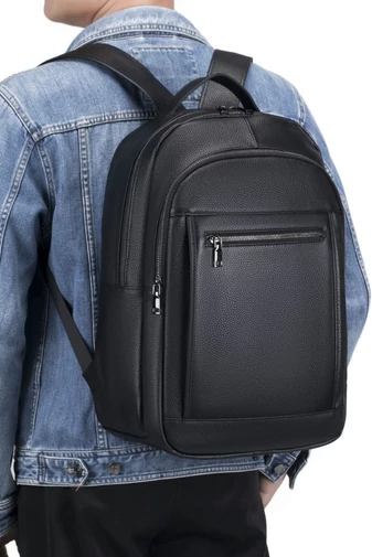  Czarny skórzany plecak na laptopa o eleganckim designie 42*29*18 cm
