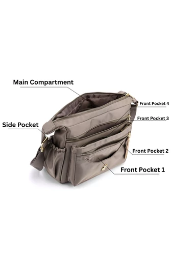  Khaki wodoodporna torba na ramię z poliestru z wieloma przegródkami, 21*26*11 cm