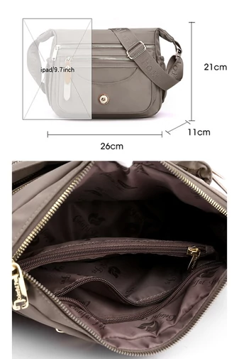  Khaki wodoodporna torba na ramię z poliestru z wieloma przegródkami, 21*26*11 cm