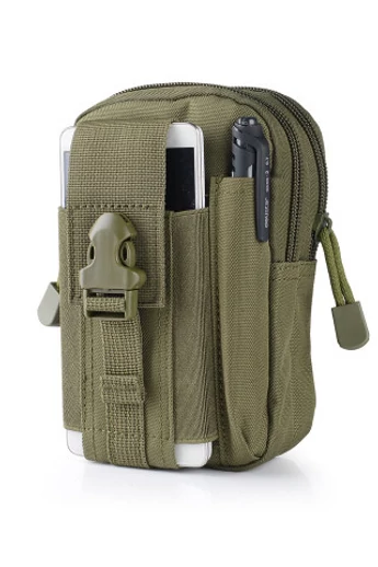  Plecak wojskowy Bonluo w kolorze ciemnozielonym, z możliwością dopięcia, wykonany z solidnego materiału