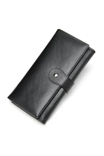  Portfel damski Bonluo z czarnej skóry naturalnej, rozmiar (19*10*3,5 cm)