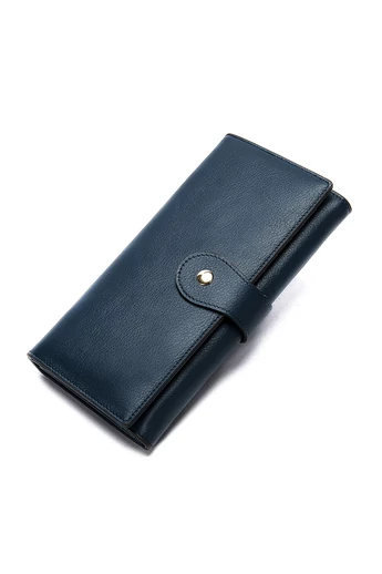  Portfel damski Bonluo w kolorze ciemnoniebieskim, wykonany z prawdziwej skóry, rozmiar (19*10*3,5 cm)