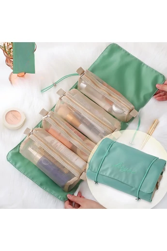 Kosmetyczka Bonluo 4 w 1, jasnozielona, składana/przenośna i wielofunkcyjna, wymiary 54,5 x 23 cm