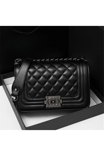 Bonluo Elegancka Czarna Torebka Na Ramię I Crossbody Ze Skóry Ekologicznej (15*23*10cm)