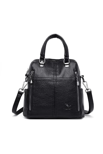  Plecak/torba listonoszka Bonluo z czarnej skóry ekologicznej, wymiary 26*24*12 cm