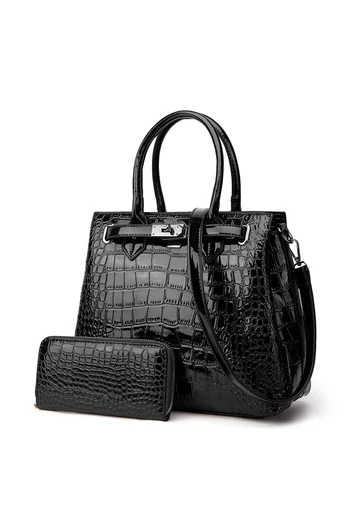  Zestaw Bonluo: czarna torba na ramię i portfel ze sztucznej skóry (2 szt.)