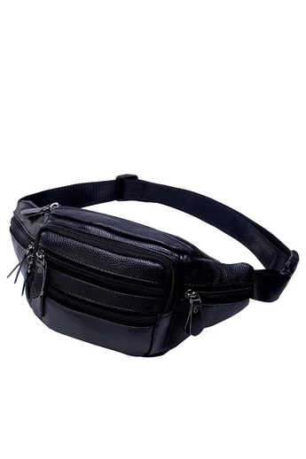 Czarny portfel męski Bonluo wykonany z najwyższej jakości skóry naturalnej, wymiary 13*33*10 cm