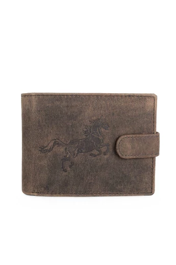  Portfel męski Bellugio z brązowej skóry naturalnej z motywem konia, rozmiar 13*9,5*2 cm
