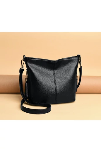 Torebka damska Bonluo czarna na ramię z ekologicznej skóry 20×21×10 cm