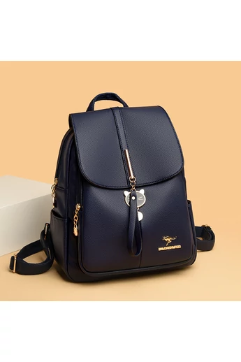  Plecak damski Bonluo ze skóry ekologicznej w kolorze ciemnoniebieskim z główką kociaka (30 x 25 x 13 cm)