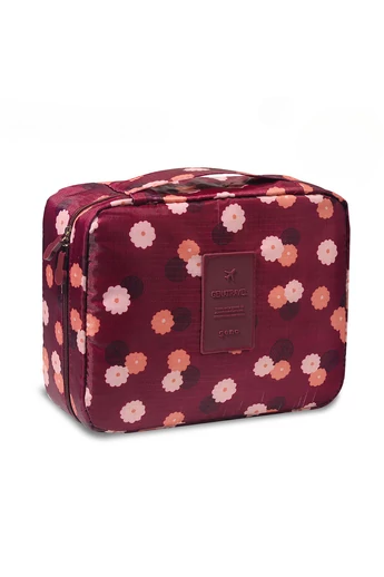  Kosmetyczka BONLUO Fioletowa z Kwiatami Wymiary 21*18*7,5 cm