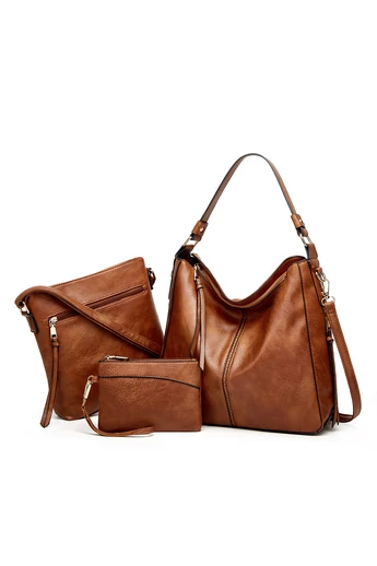 Zestaw torebek Bonluo ze skóry ekologicznej w kolorze brązowym, na ramię/przez ramię/do ręki (3 szt.)