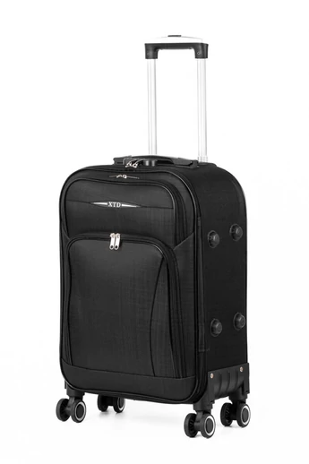  BESTY Duża czarna walizka wykonana z ultralekkiego materiału tekstylnego, 4 kółka (77x47x23 cm), rozmiar z kółkami w zestawie