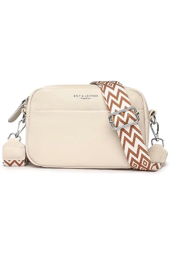  Torebka listonoszka Bonluo Beige z prawdziwej skóry, mała (15*20*7 cm)