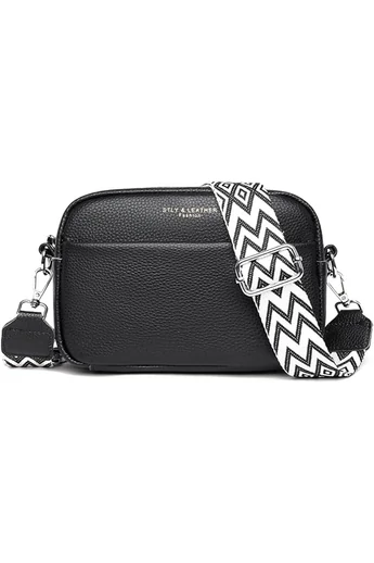  Czarna, skórzana torebka na ramię Bonluo, mała (15*20*7 cm)