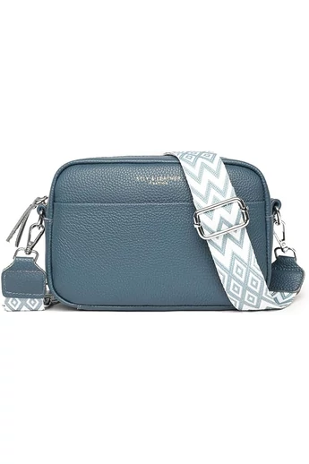  Bonluo Turkusowo-niebieska skórzana torebka na ramię, mała (15*20*7 cm)