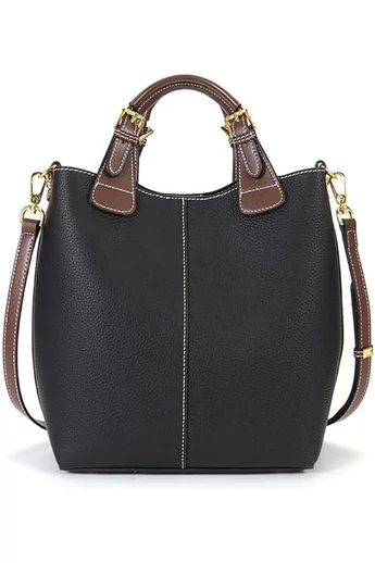  Czarna torebka Bonluo ze skóry naturalnej, rozmiar (29*27*13 cm)