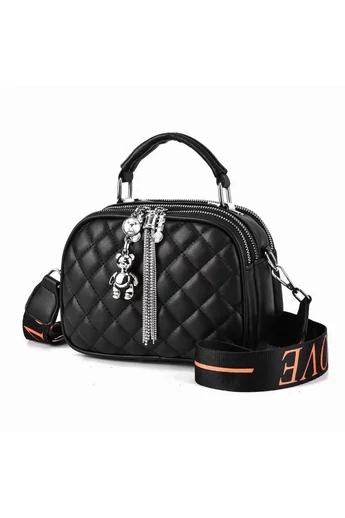  Bonluo Czarna torebka na ramię ze sztucznej skóry, rozmiar 14*20*10 cm