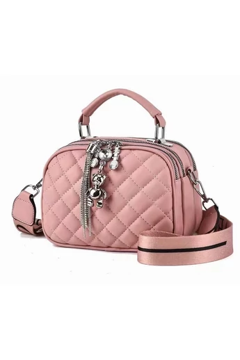  Różowa torebka listonoszka Bonluo ze sztucznej skóry, rozmiar 14*20*10 cm