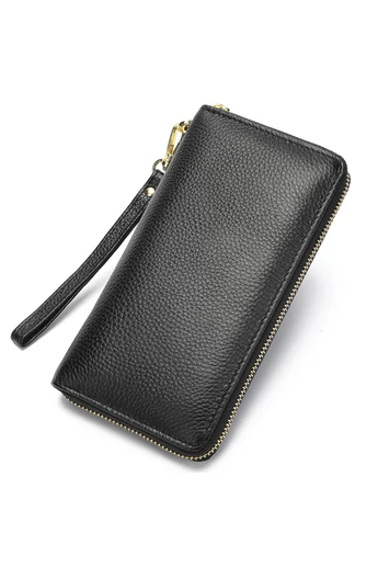  Czarny portfel Bonluo wykonany z prawdziwej skóry, rozmiar 19*10*2 cm
