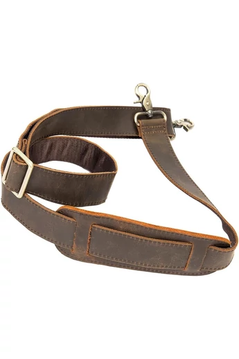 Regulowany pasek do torby Bonluo z prawdziwej skóry w kolorze ciemnobrązowym