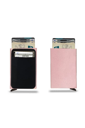  Różowy uchwyt na kartę Bonluo z ochroną RFID, rozmiar 9*6,5*1 cm